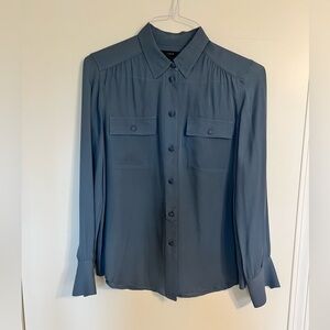 J Crew Blue Silk Blouse, size 4